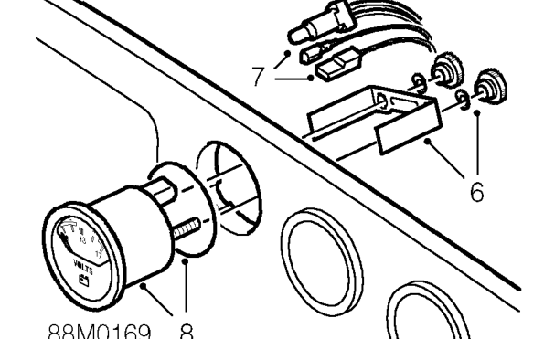 Battery condition indicator – Release retaining brackets and carefully pull fascia forward for access to gauges.