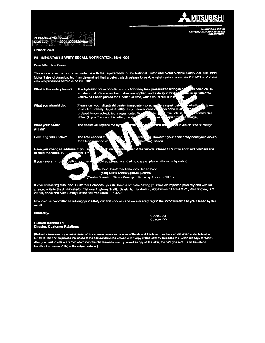 Brakes and Traction Control > Power Brake Assist > Hydraulic Fluid Accumulator > Component Information > Technical Service Bulletins > Recalls for Hydraulic ...
