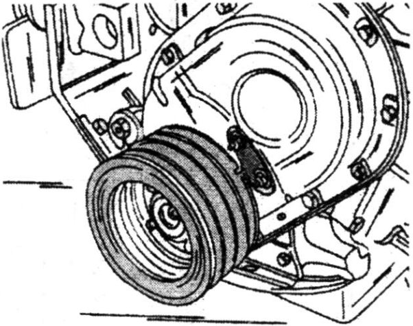 Crankshaft pulley with timing plate pointer