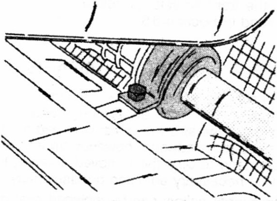 The steering is secured with mounting clamps on both sides. A similar attachment is on the other side.