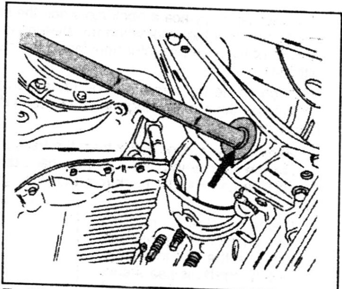 Reaction strut rod mounting with washers inserted for caster angle adjustment