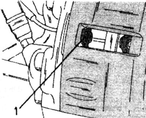 Application of pliers between inner brake pad and caliper housing to push piston into bore