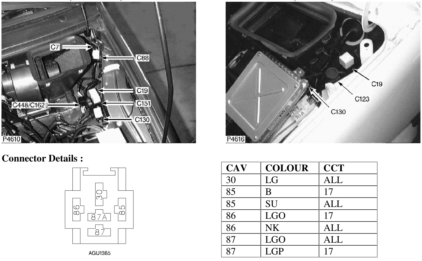 Description : Cooling fan relay Location : "Under bonnet, LH inner wing" Colour : Black Ge