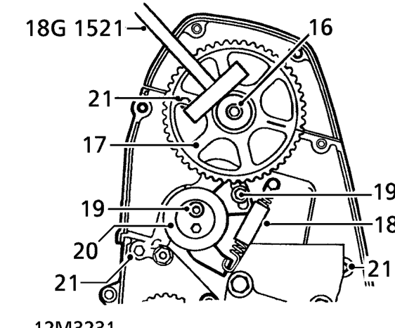Ease timing belt off camshaft gear.