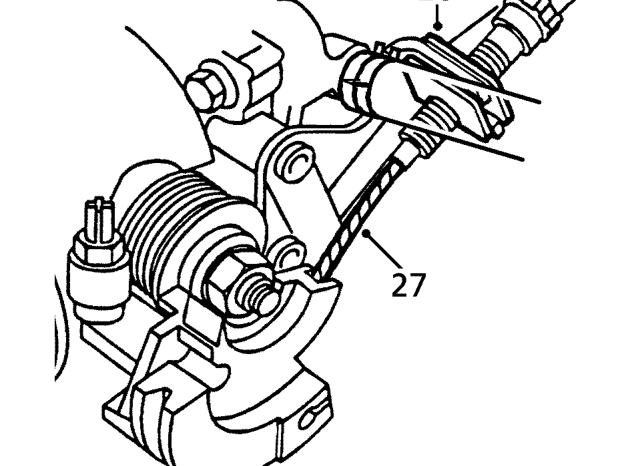 Automatic Models: Loosen locknut, release kickdown cable from abutment bracket and disconn