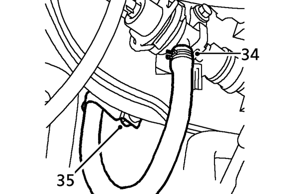 Loosen fuel filter outlet union to relieve fuel pressure. Re-tighten union to 28 Nm.