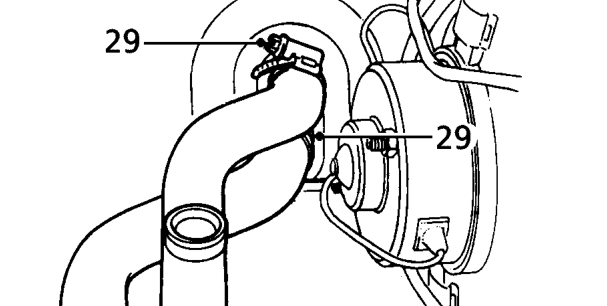 Loosen clip and disconnect top hose from cylinder head.