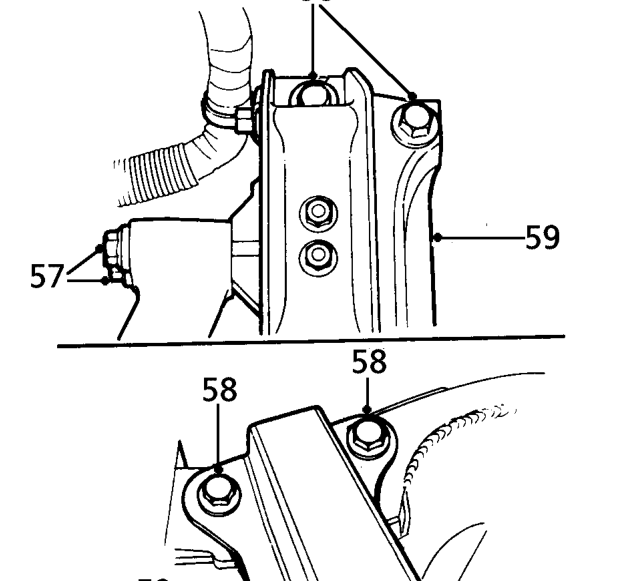 Remove through bolt from engine RH mounting.