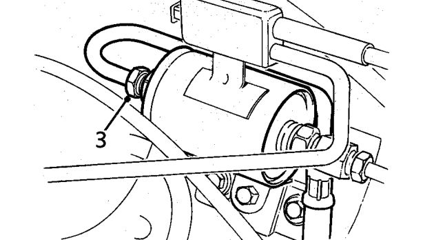 Fuel rail – Position absorbent cloth around fuel filter outlet union.