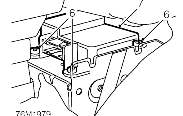 Airbag control and diagnostic unit – Remove bolt securing earth lead to body.