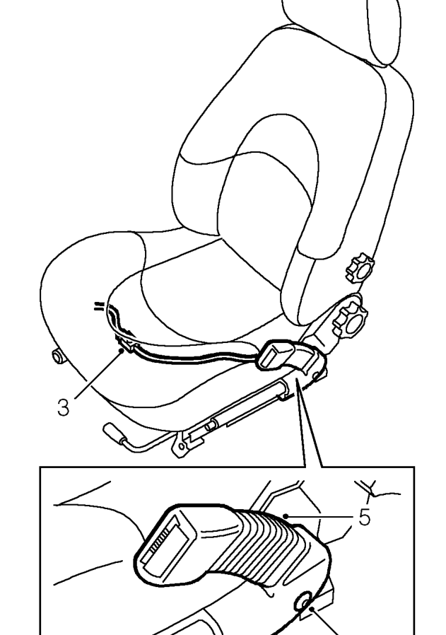 Seat belt pre-tensioner – Remove front seat. See BODY, Seats and seat belts.