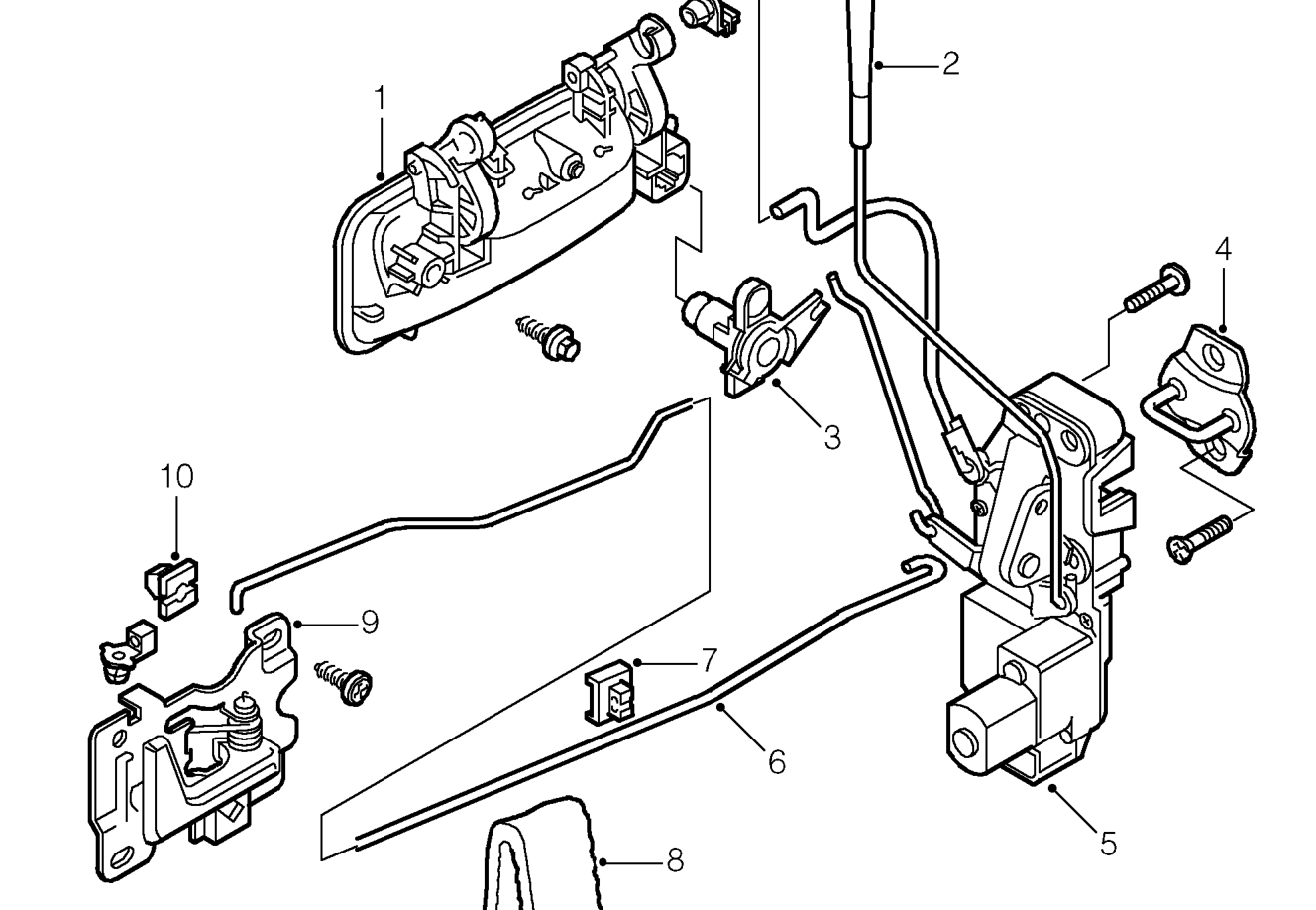 Front door central locking components
