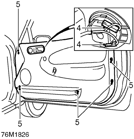 Front door trim casing – Remove screw securing door handle escutcheon to door.