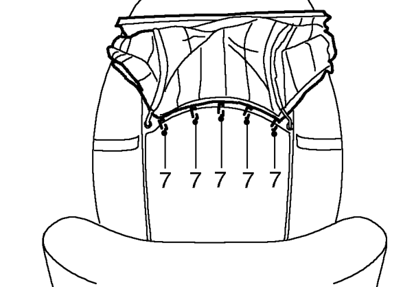 Front squab cover – Release cover hooks from squab suspension and pass through cushion.
