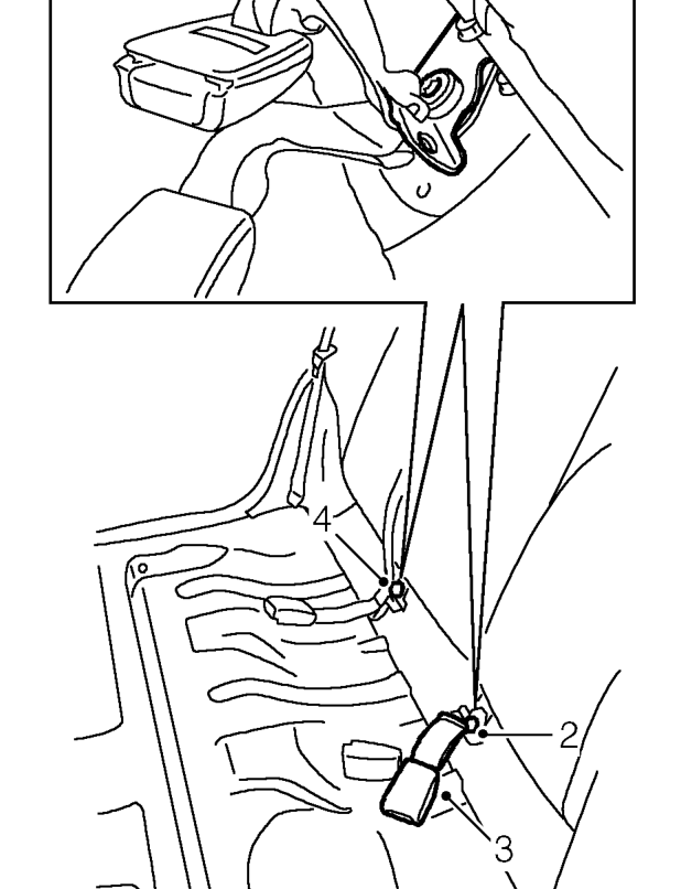 Rear seat belt - centre – Remove rear seat cushion. See this section.