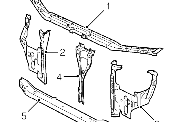 Front bulkhead assembly – Fenders are serviced as bolt-on panels.