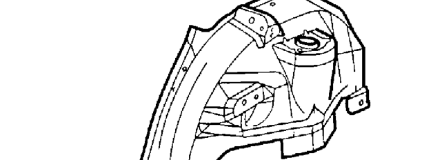 Rear inner wheelarch – Roof panels are serviced as an assembly including front and rear header assemblies (1, 2),