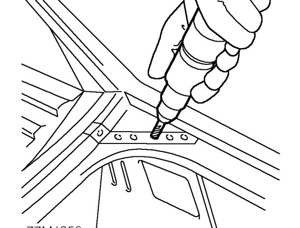 Remove panel – Expose resistance spot welds. For those spot welds which are not obviously visible, use a 