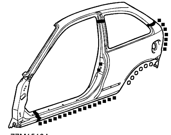 Brm – Using tool 76-003 positioned on edge of wheel arch flange, straighten flange to gain acces