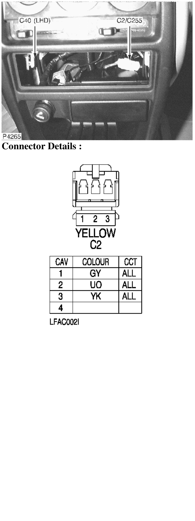 Photo location : – Description : Main Harness to Airbag Harness Location : Behind centre console