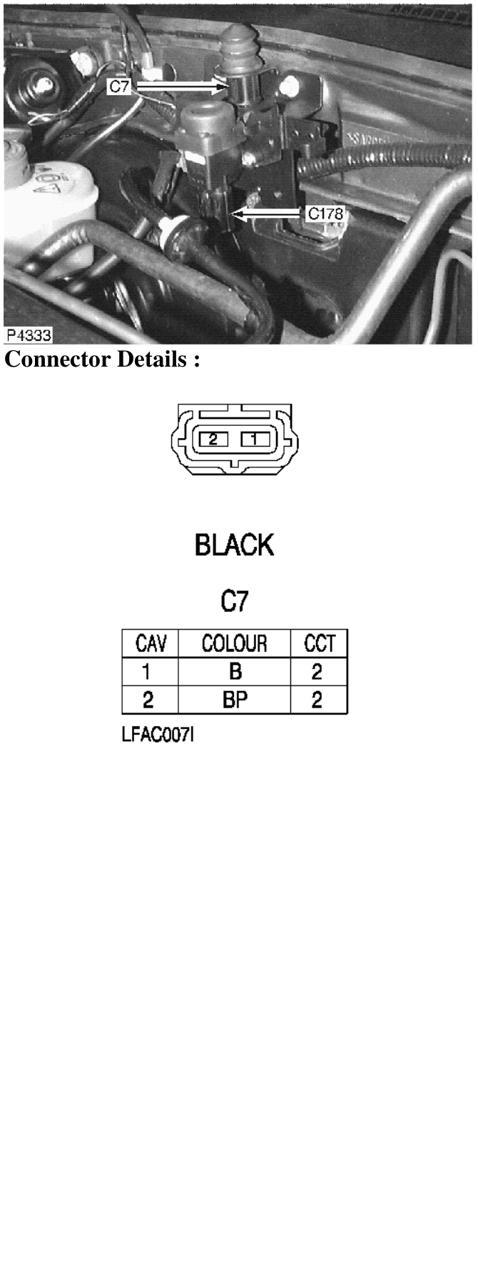 Photo location : – Description : Bonnet Switch Location : RH side of bulkhead