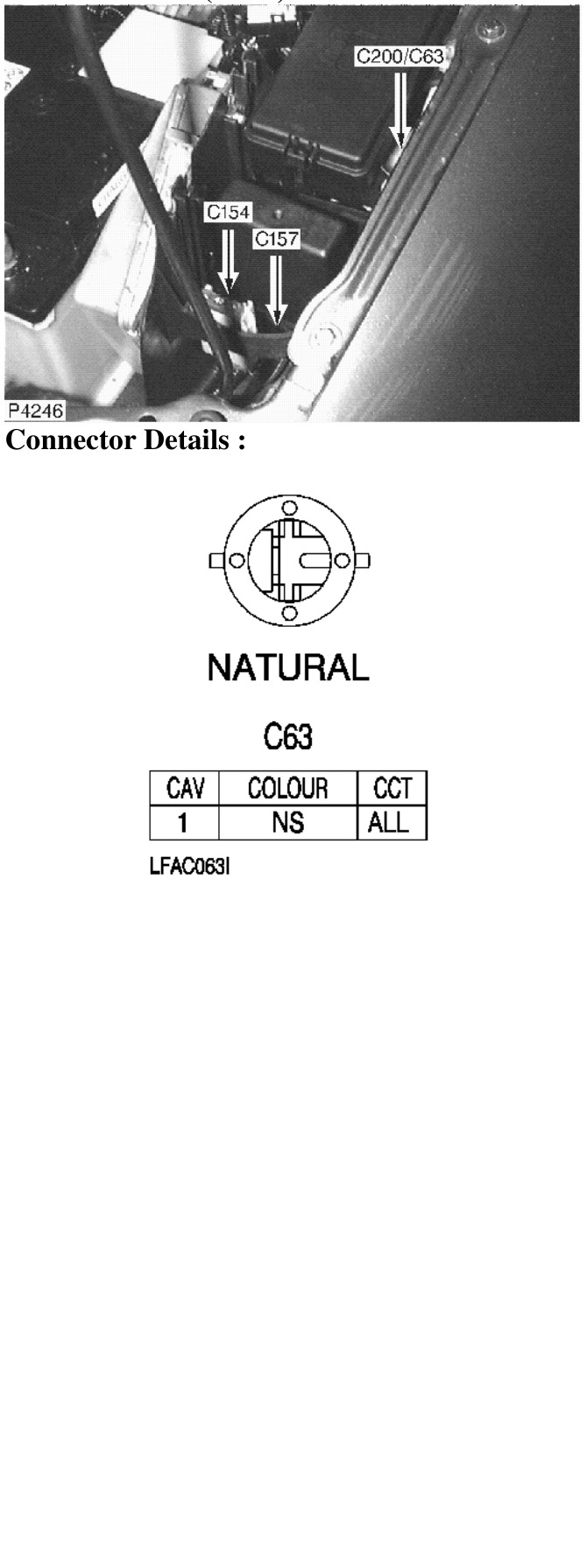 Photo location (rhd) : – Description : Main Harness to Engine Harness (Female) Location : LH side of engine compart