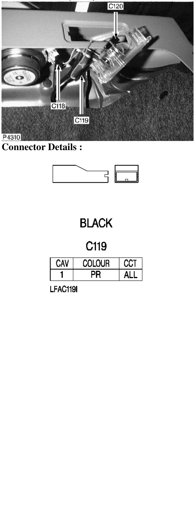 Photo location (rhd) : – Description : Boot Lamp Location : Inside luggage compartment, below RH parcel tray suppor