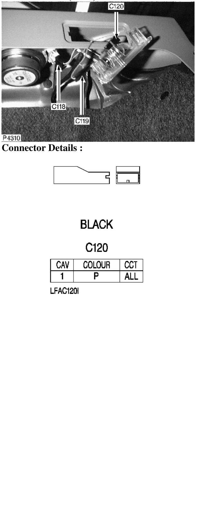 Photo location (rhd) : – Description : Boot Lamp Location : Inside luggage compartment, below RH parcel tray suppor