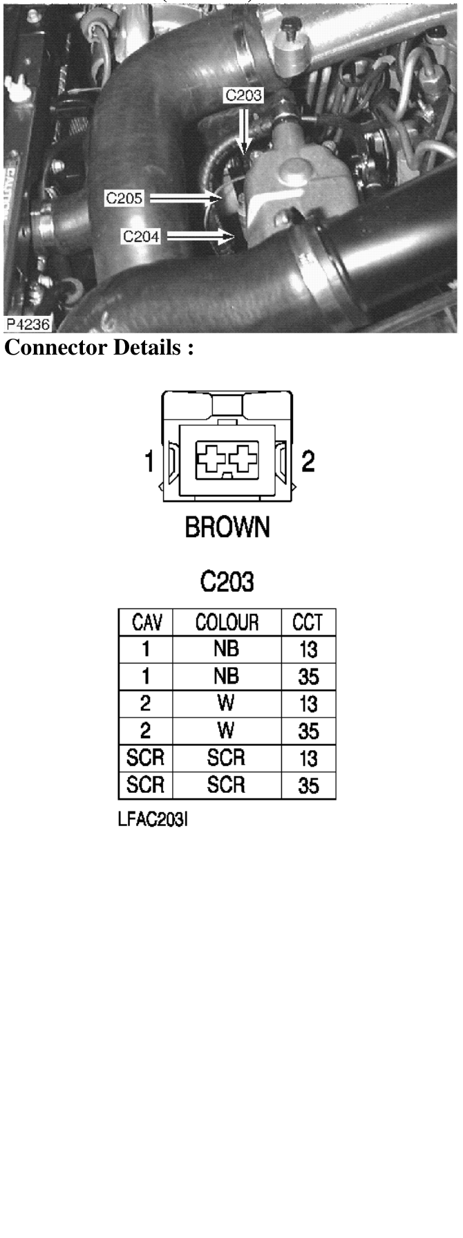 Photo location (l series) : – Description : Needle Lift Sensor Location : Front of engine - centre