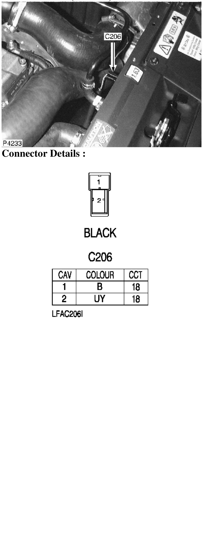 Photo location (l series) : – Description : High Temperature Switch Location : Behind radiator LH side