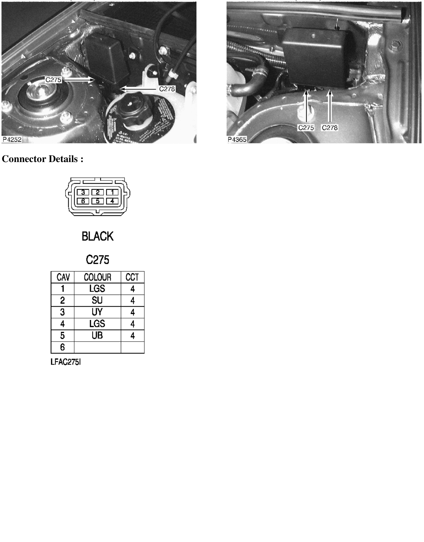 Photo location (lhd) : photo location (rhd) : – Description : Relay Module Location : LH side of bulkhead