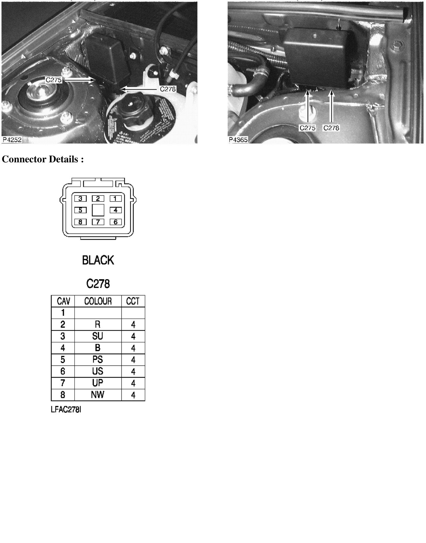 Photo location (lhd) : photo location (rhd) : – Description : Relay Module Location : LH side of bulkhead