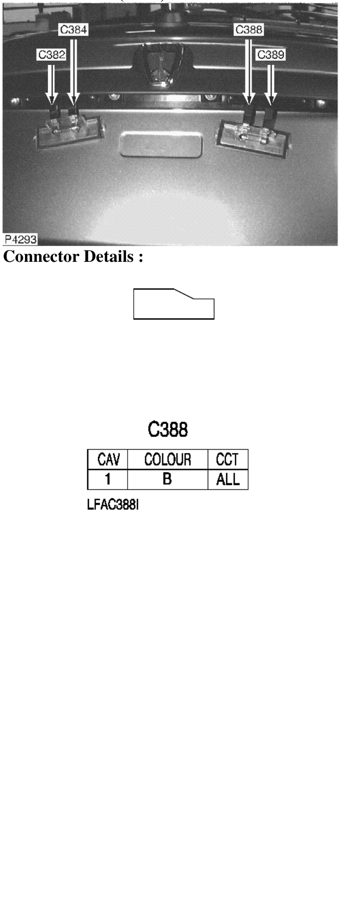 Photo location (lhd) : – Description : Number Plate Lamp Location : Behind number plate lamp