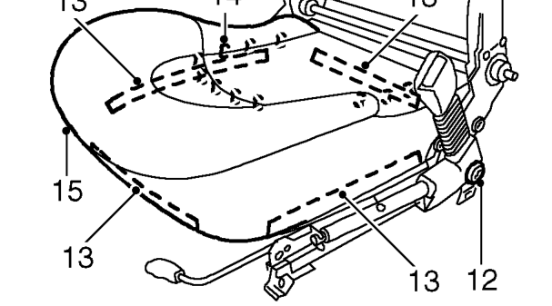 Release SRS pre-tensioner harness from seat cushion.