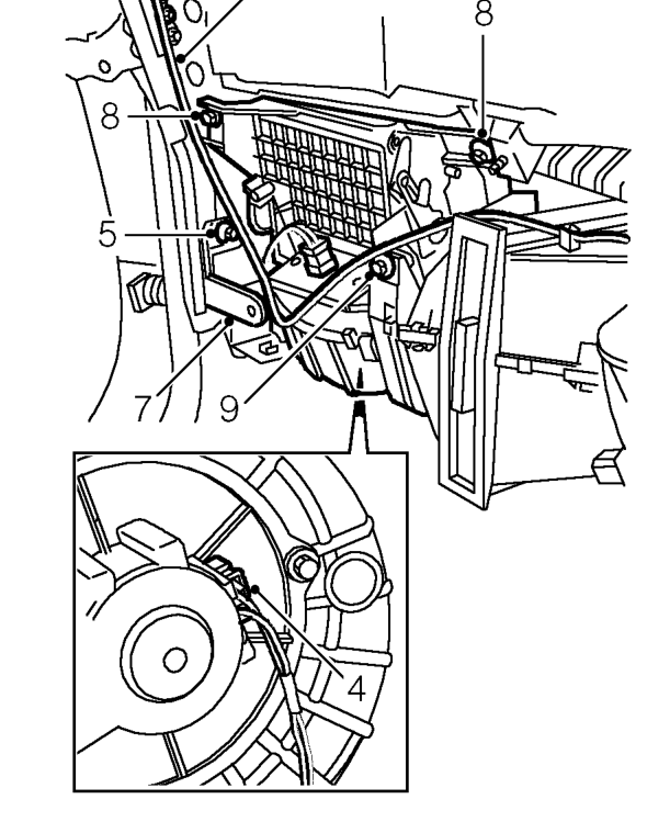 Blower assembly – Remove fascia. See BODY, Interior trim components.