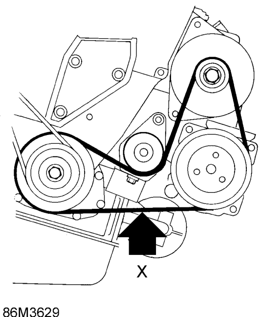 Auxiliary drive belt - ’k’ series with air conditioning – Check condition of drive belt, renew a drive belt that shows signs of wear and splitting.