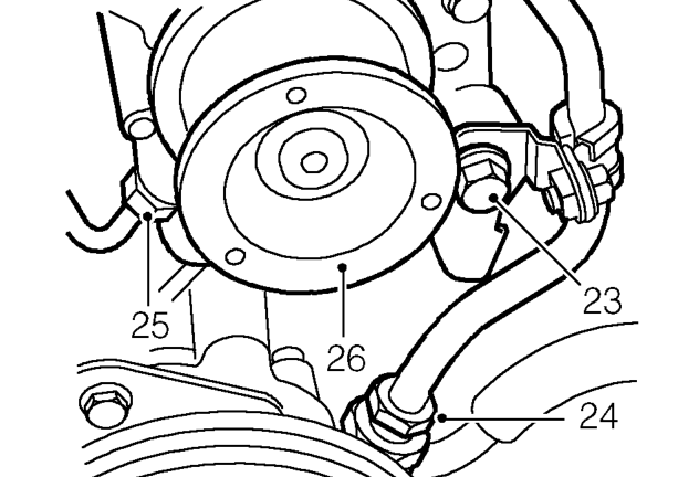 Raise engine to gain access to alternator lower mounting bolt.