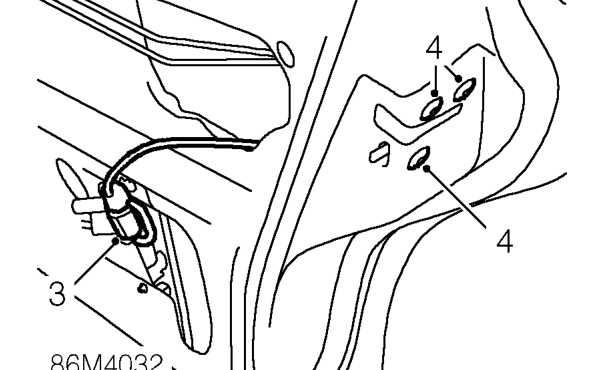 Rear door lock motor – Release interior handle and sill locking button control rods from lock motor.
