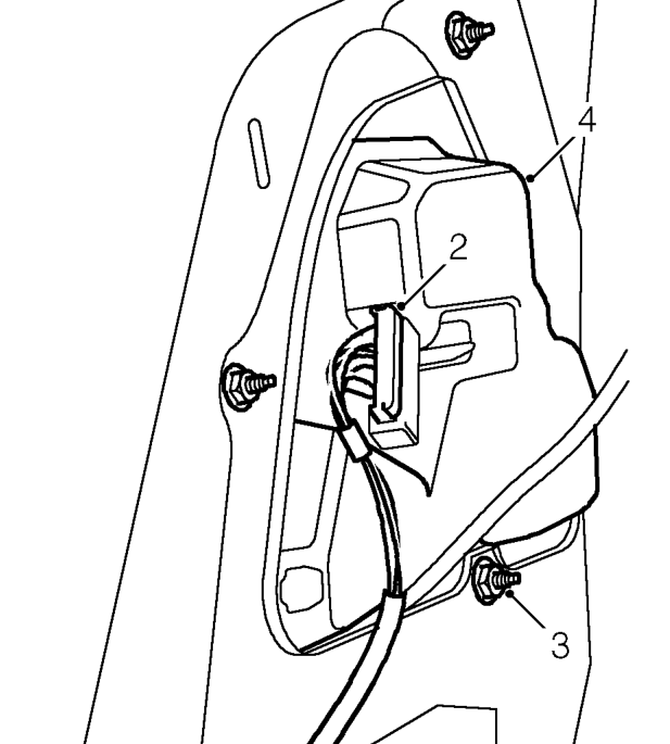 Tail lamp – Release trim stud by rotating through 90° and move luggage compartment carpet aside.
