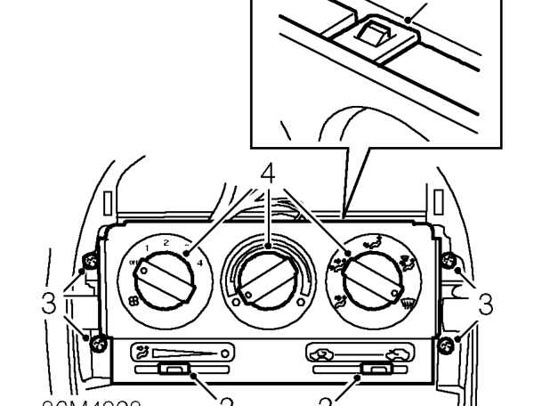 Heater control illumination bulb – Remove front console. See BODY, Interior trim components.