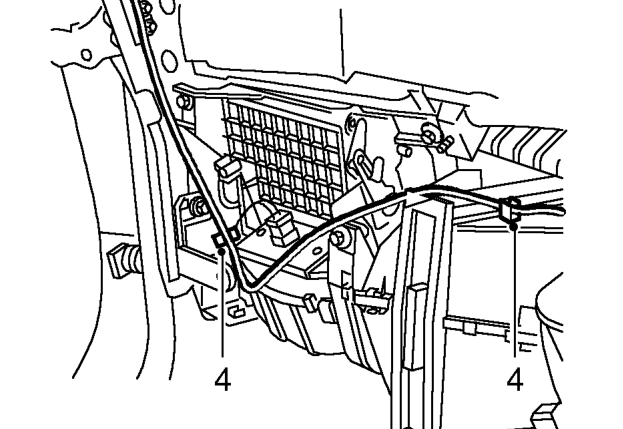 Coaxial cable – Remove glove box. See BODY, Interior trim components.