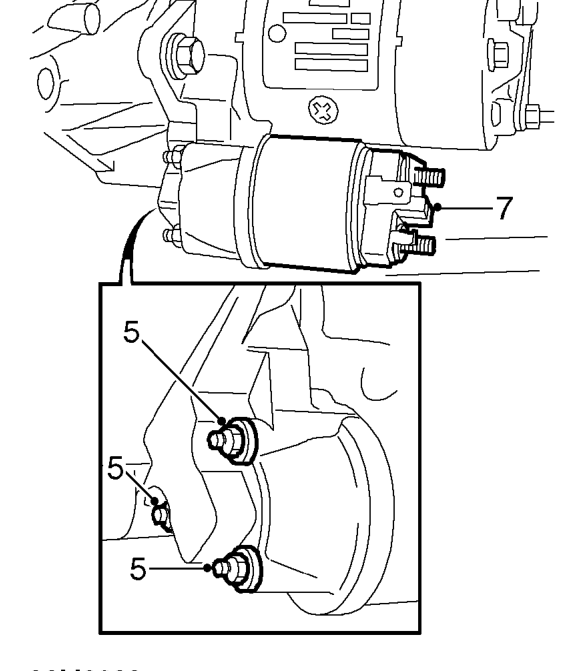 Starter solenoid - ’k8’ and ’k16’ – Disconnect starter motor cable from starter solenoid.