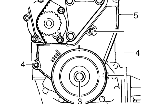 Camshaft timing belt lower cover – Raise front of vehicle.