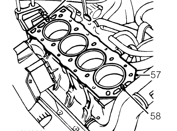 Using assistance, remove cylinder head assembly from cylinder block.