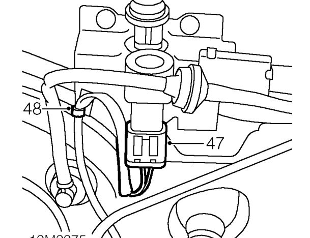 Loosen clip and disconnect coolant hose from thermostat housing.