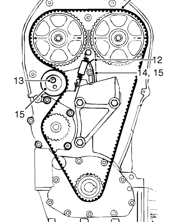 Remove camshaft timing belt lower cover. See this section.
