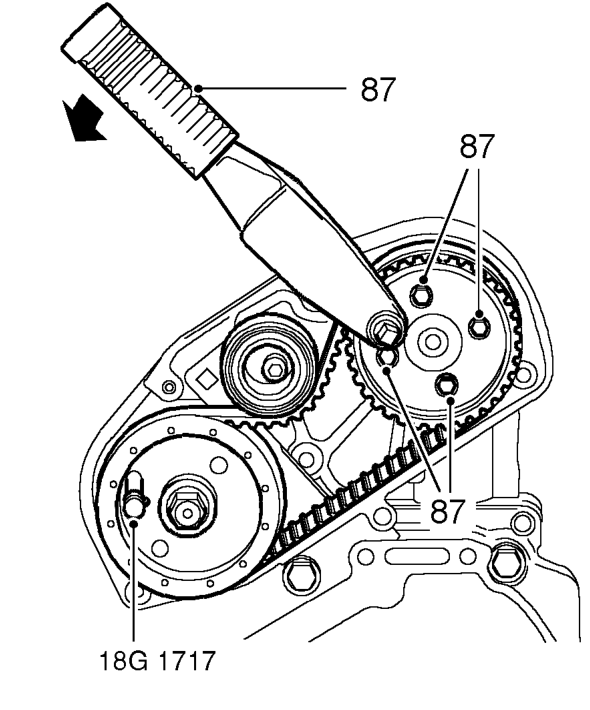 Using a torque wrench fitted to tensioner backplate, apply a clockwise (viewed from rear o