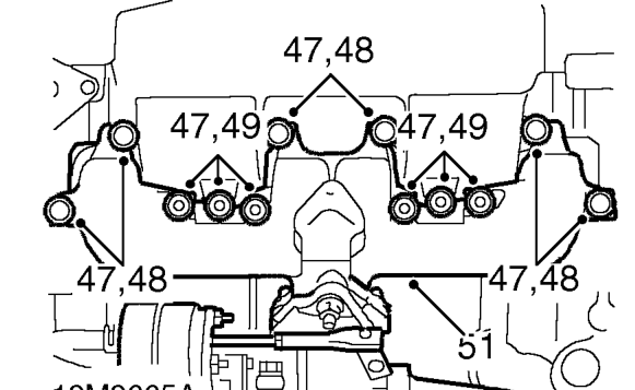 Remove 2 bolts securing exhaust manifold to support bracket.