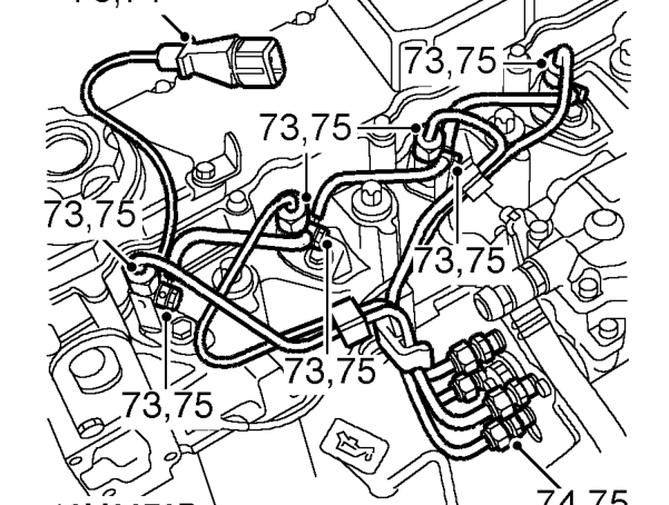 All models – Remove bolt securing dipstick tube bracket to coolant outlet elbow.