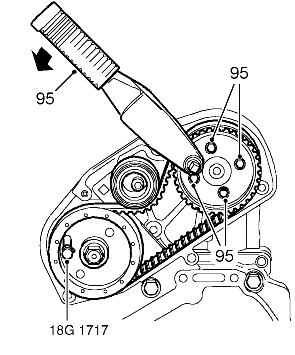Using a torque wrench fitted to tensioner backplate, apply a clockwise (viewed from rear o